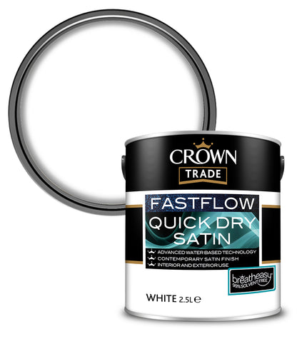 Crown Trade Fastflow Quick Dry Satin - White - 2.5L