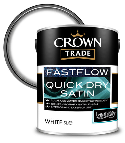 Crown Trade Fastflow Quick Dry Satin - White - 5L