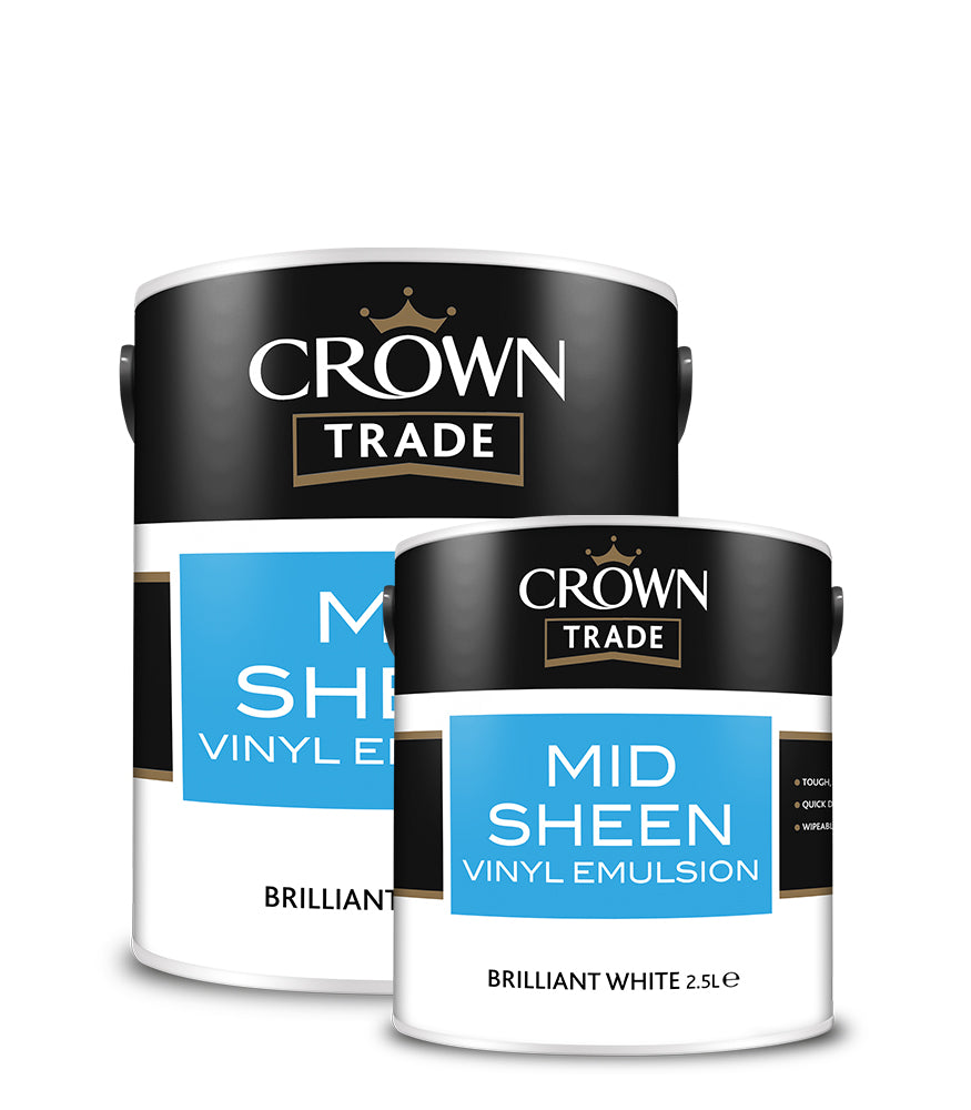 Crown Trade Mid Sheen Vinyl Emulsion - Brilliant White