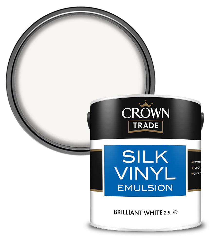 Crown Trade Vinyl Silk Emulsion - Brilliant White - 2.5L