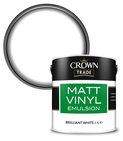 Crown Trade Vinyl Matt Emulsion - Brilliant White - 2.5L