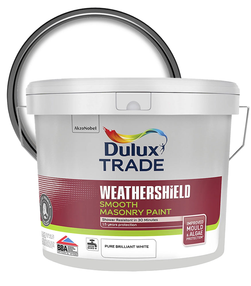 Dulux Trade Weathershield Smooth Masonry Paint - Pure Brilliant White - 10L