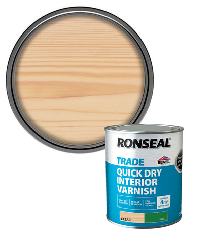 Ronseal Trade Quick Dry Interior Varnish - Clear Matt - 750ml