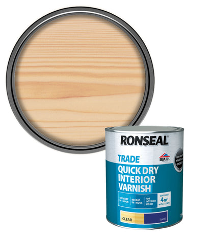 Ronseal Trade Quick Dry Interior Varnish - Clear Satin - 750ml