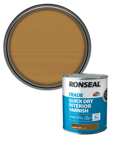 Ronseal Trade Quick Dry Interior Varnish - Dark Oak - 750ml