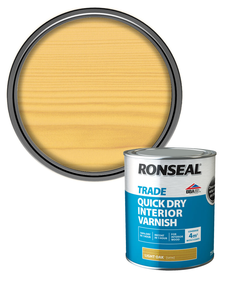 Ronseal Trade Quick Dry Interior Varnish - Light Oak - 750ml