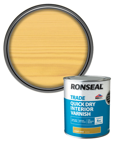 Ronseal Trade Quick Dry Interior Varnish - Light Oak - 750ml