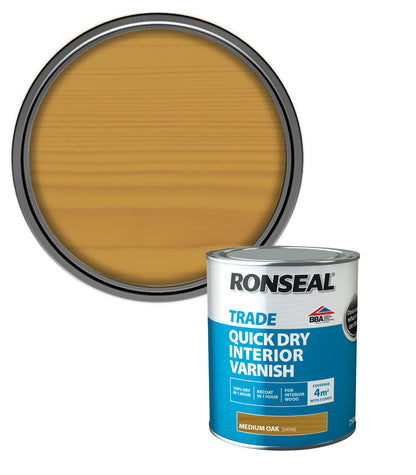Ronseal Trade Quick Dry Interior Varnish - Medium Oak - 750ml
