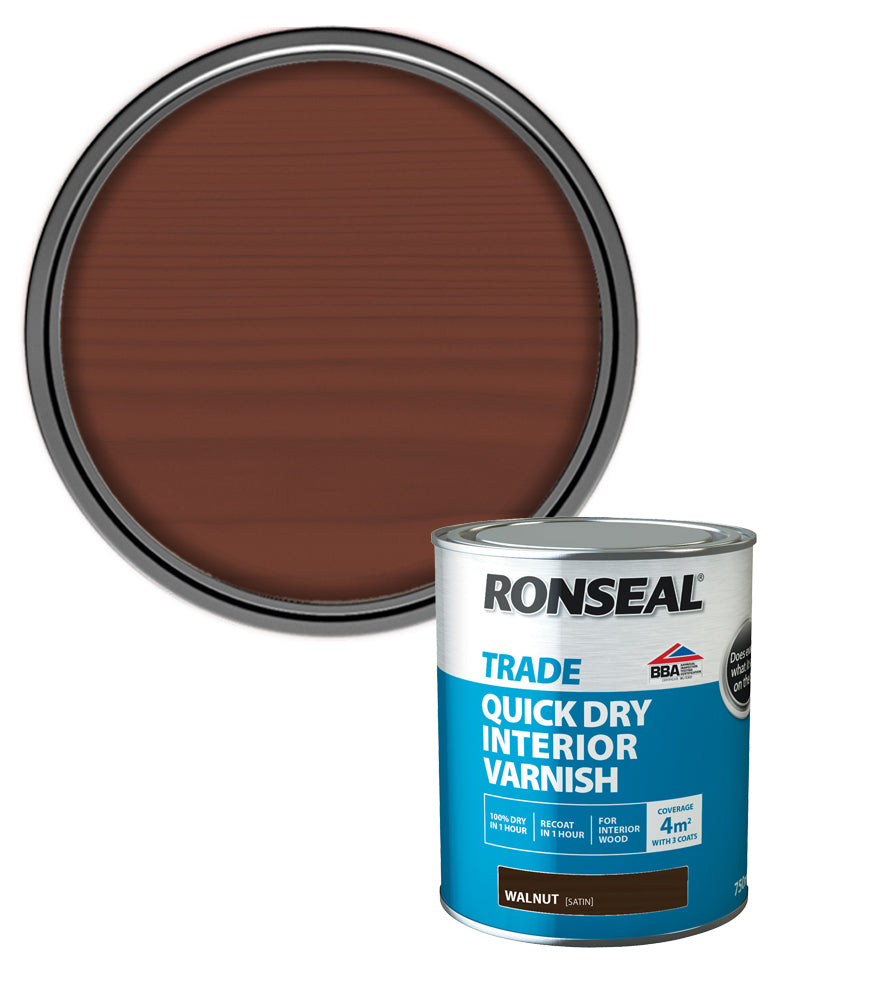 Ronseal Trade Quick Dry Interior Varnish - Walnut - 750ml