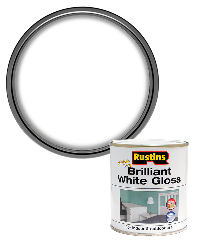 Rustins Quick Dry Brilliant White Gloss Paint - 500ml