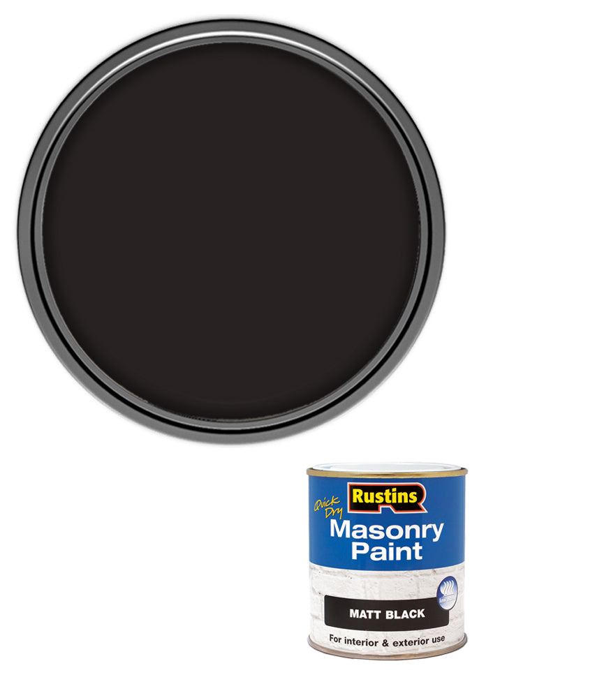 Rustins Quick Dry Masonry Paint - Black - 250ml