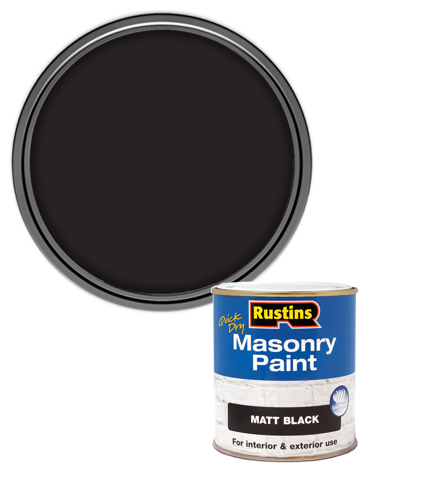 Rustins Quick Dry Masonry Paint - Black - 500ml