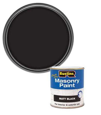 Rustins Quick Dry Masonry Paint - Black - 500ml