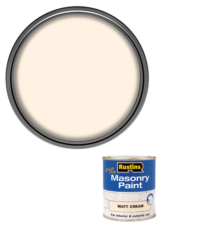 Rustins Quick Dry Masonry Paint - Cream - 250ml