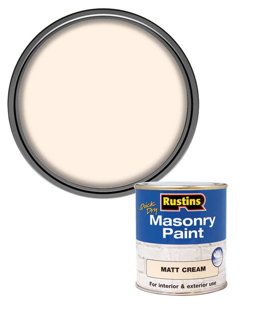 Rustins Quick Dry Masonry Paint - Cream - 500ml
