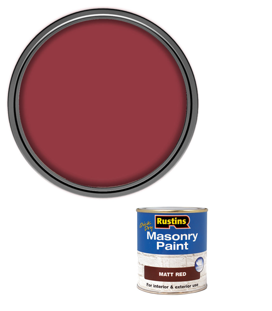 Rustins Quick Dry Masonry Paint - Red - 250ml