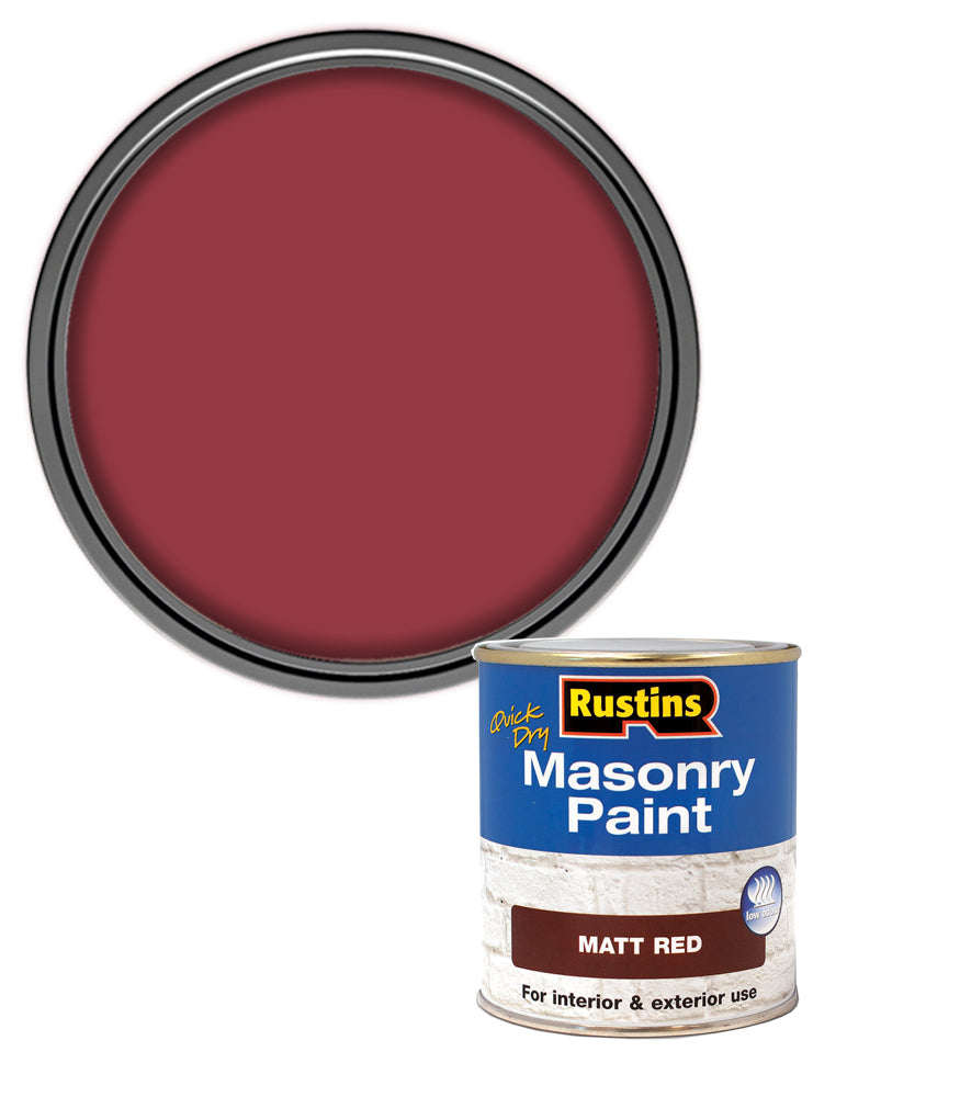 Rustins Quick Dry Masonry Paint - Red - 500ml