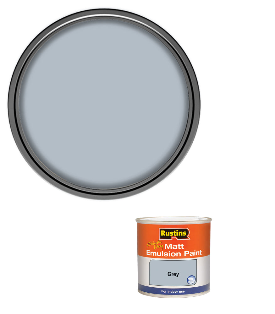 Rustins Quick Dry Matt Emulsion Paint - Grey - 250ml