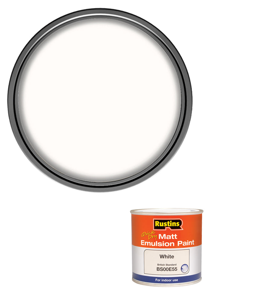 Rustins Quick Dry Matt Emulsion Paint - White - 250ml
