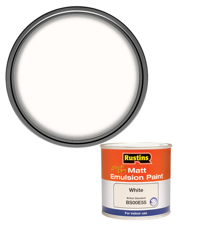 Rustins Quick Dry Matt Emulsion Paint - White - 500ml