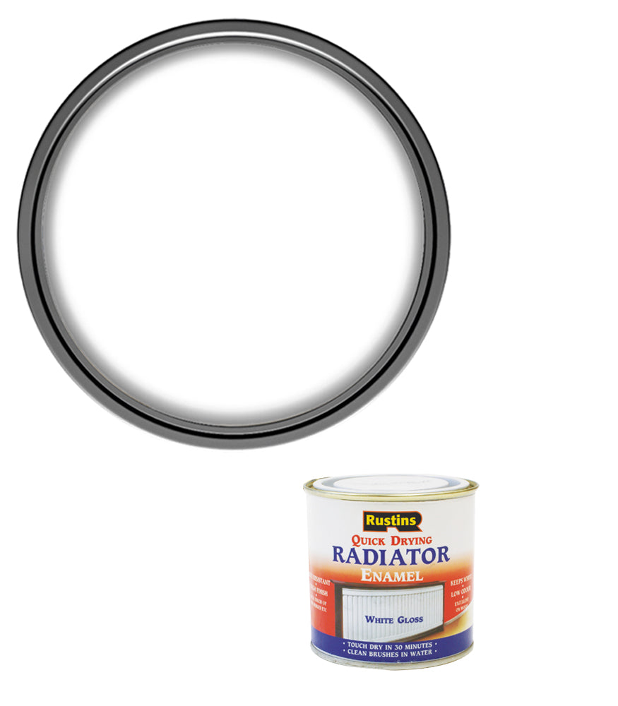 Rustins Quick Dry Radiator Enamel Paint - White - Gloss - 250ml
