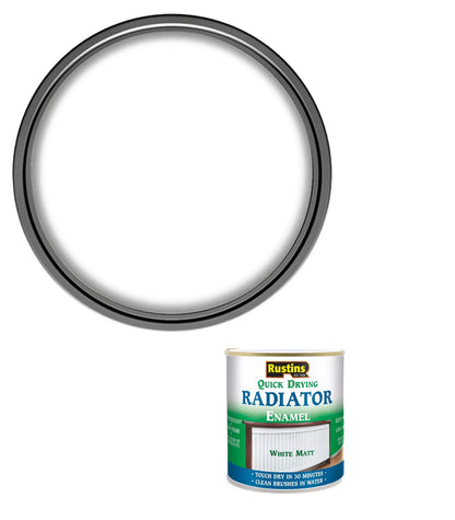 Rustins Quick Dry Radiator Enamel Paint - White - Matt - 250ml