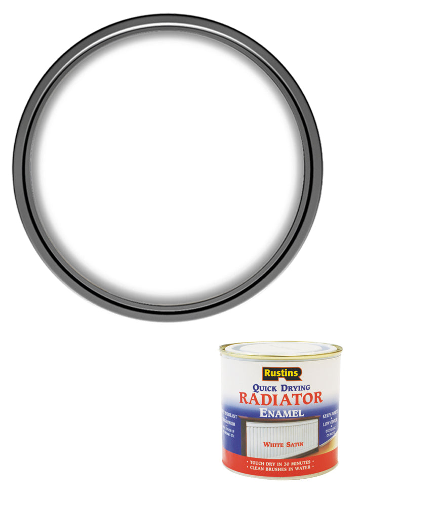 Rustins Quick Dry Radiator Enamel Paint - White - Satin - 250ml