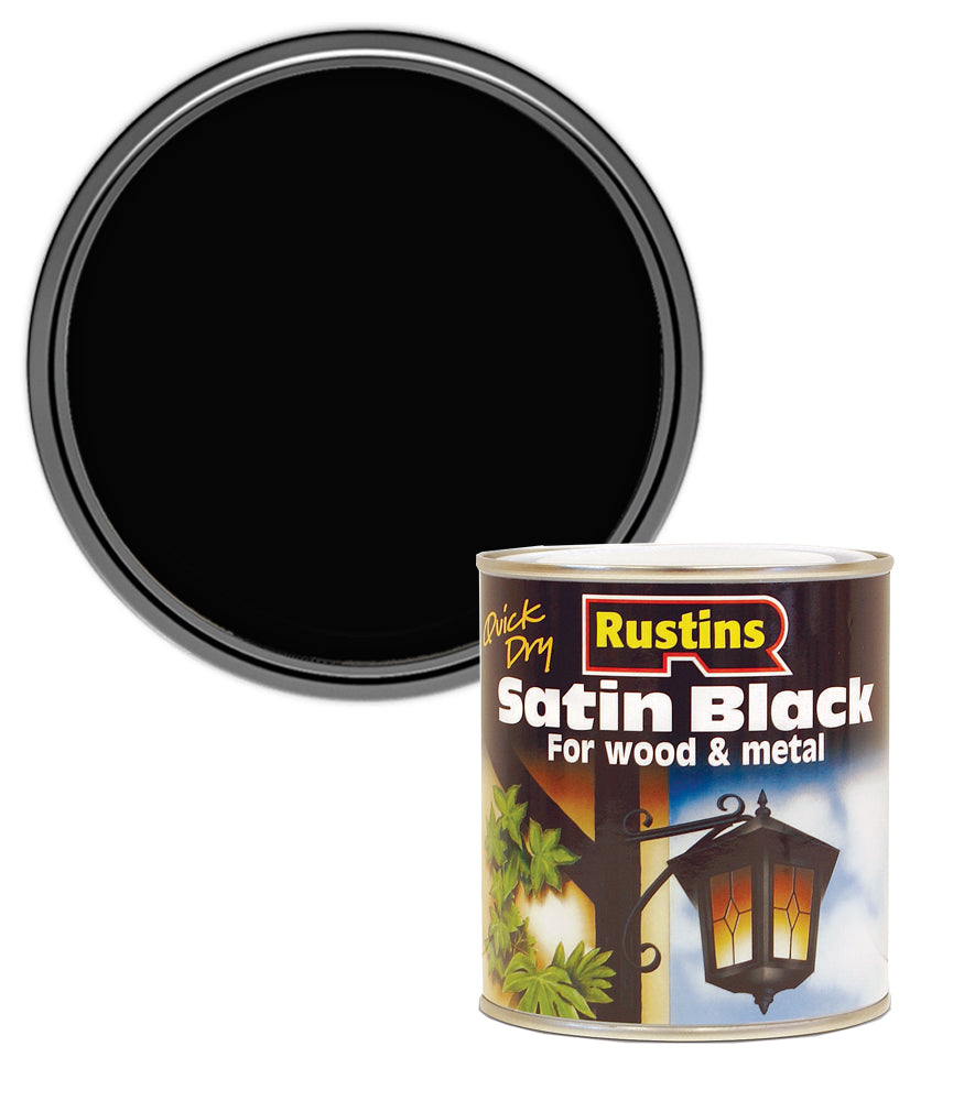 Rustins Satin Black Paint - 1 Litre
