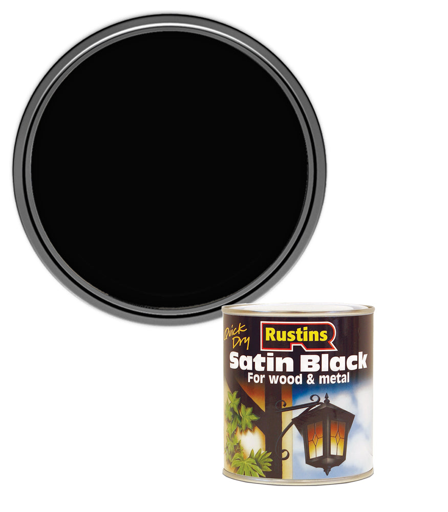 Rustins Satin Black Paint - 500ml