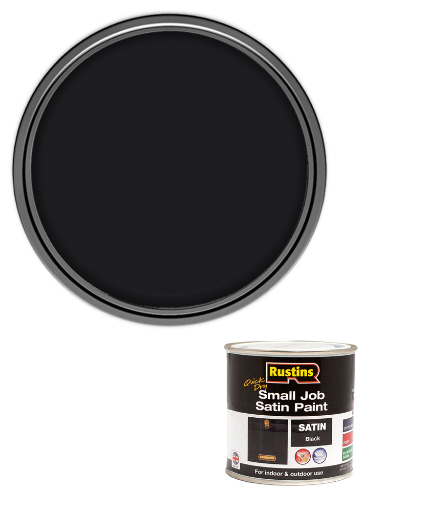 Rustins Quick Dry Small Job Paint - Satin - Black - 250ml