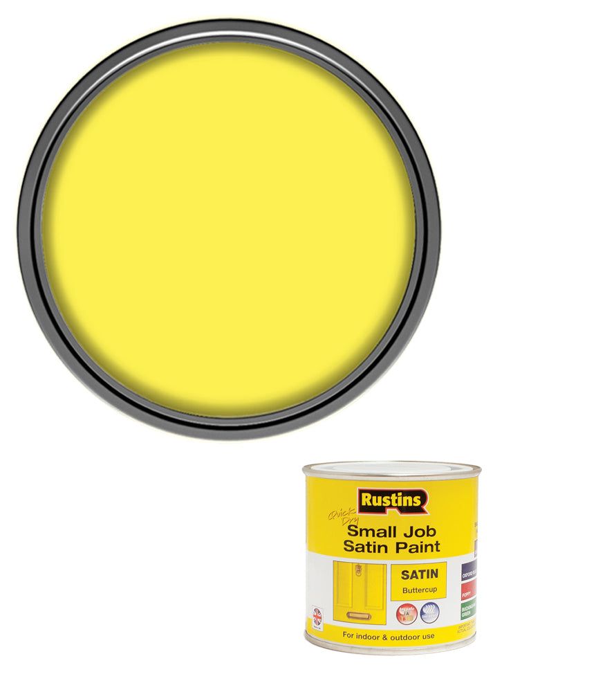 Rustins Quick Dry Small Job Paint - Satin - Buttercup - 250ml