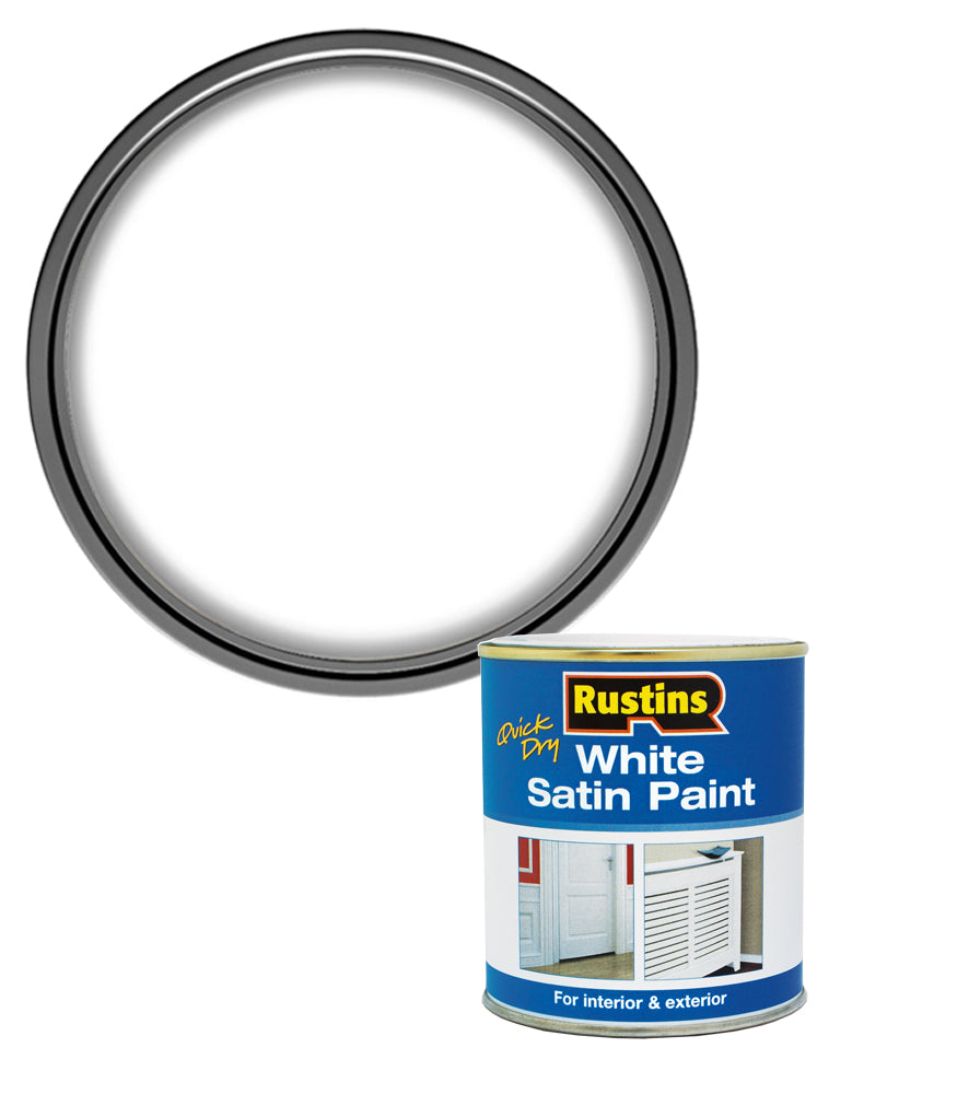 Rustins Quick Dry Satin White Paint - 500ml