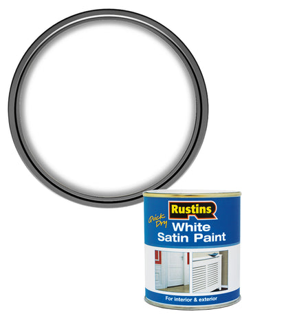 Rustins Quick Dry Satin White Paint - 500ml