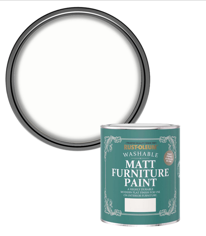 Rust-Oleum Washable Matt Furniture Paint - Chalk White - 750ml