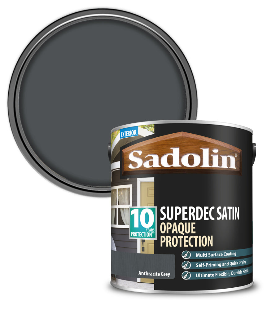 Sadolin Superdec Satin Opaque Wood Protection - Anthracite Grey - 2.5L