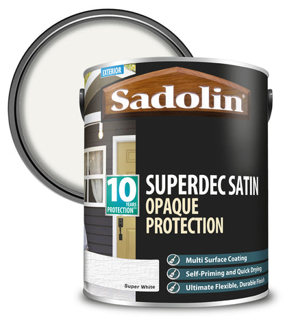Sadolin Superdec Satin Opaque Wood Protection - Super White - 5L