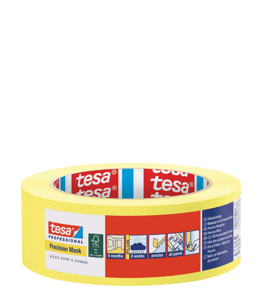 Tesa Precision Masking Tape Indoor (6 months) Yellow - 50mm x 50m