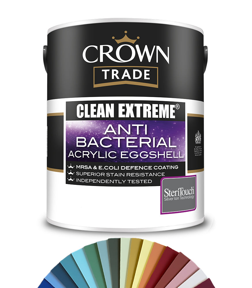Crown Trade Clean Extreme Anti Bacterial Acrylic Eggshell - 5L - Tinted Colour Match