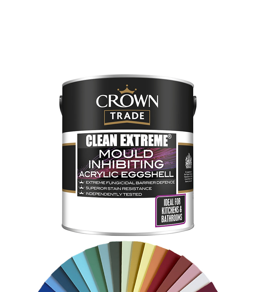 Crown Trade Clean Extreme Mould Inhibiting Acrylic Eggshell - 2.5L - Tinted Colour Match