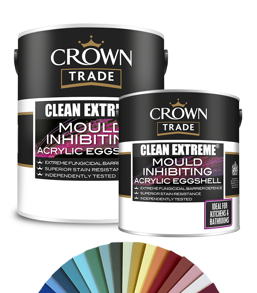 Crown Trade Clean Extreme Mould Inhibiting Acrylic Eggshell Paint - Tinted Colour Match