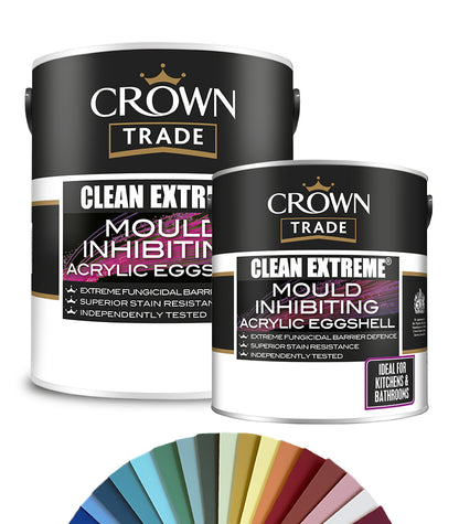 Crown Trade Clean Extreme Mould Inhibiting Acrylic Eggshell Paint - Tinted Colour Match
