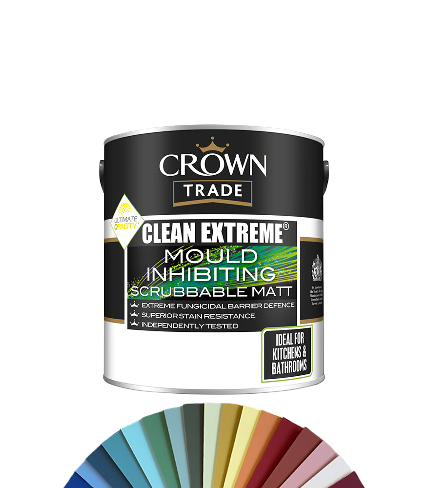 Crown Trade Clean Extreme Mould Inhibiting Scrubbable Matt - 2.5L - Tinted Colour Match