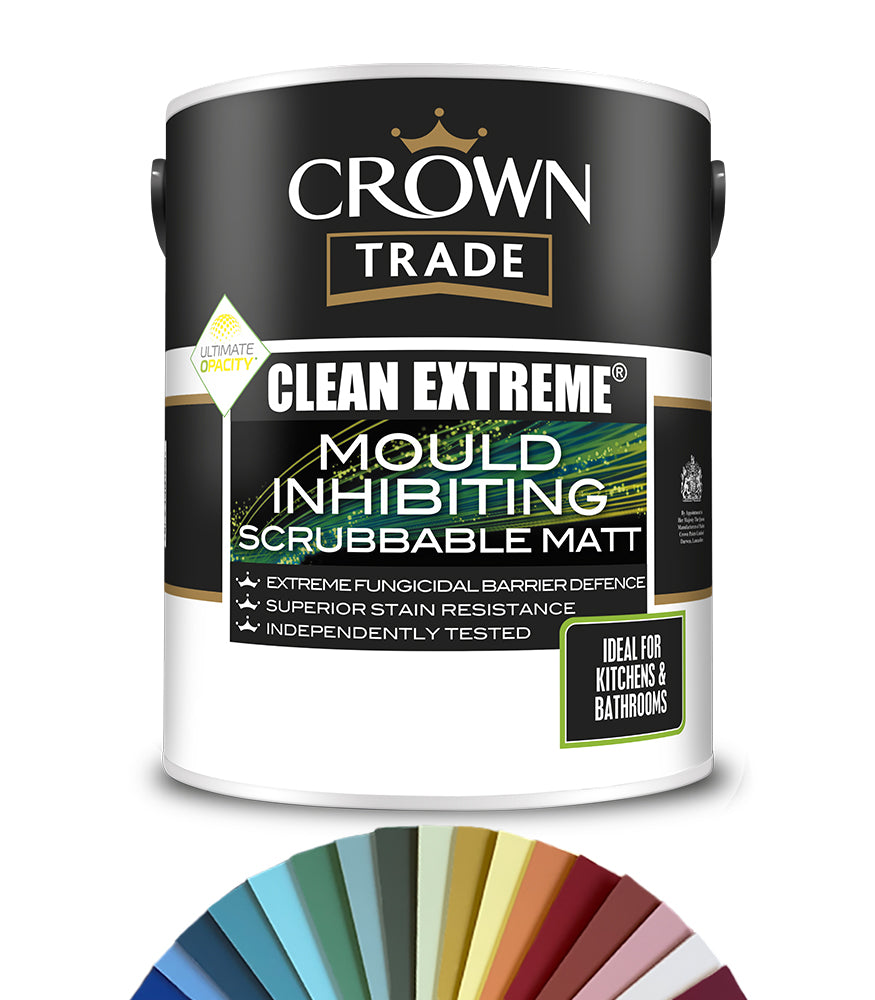 Crown Trade Clean Extreme Mould Inhibiting Scrubbable Matt - 5L - Tinted Colour Match