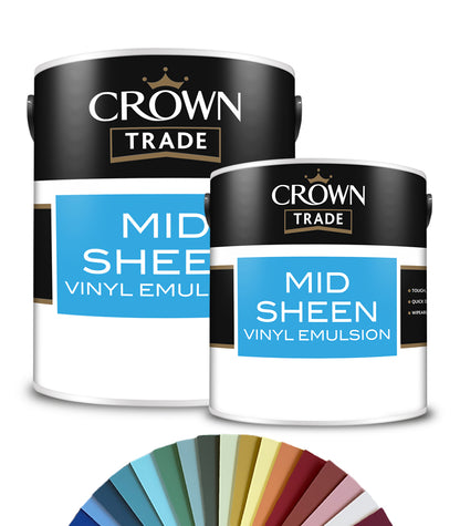 Crown Trade Mid Sheen Vinyl Emulsion Paint - Tinted Colour Match