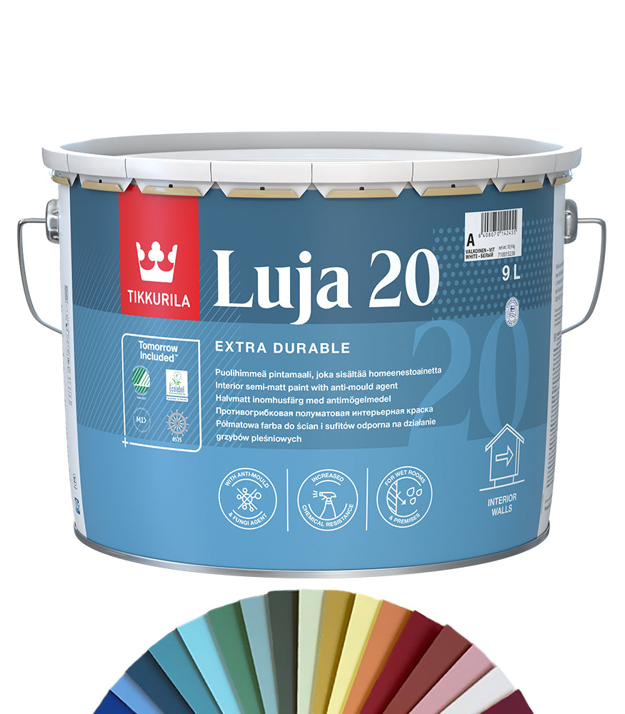 Tikkurila Luja 20 Satin Paint for Kitchens and Bathrooms - 10L - Tinted Colour Match