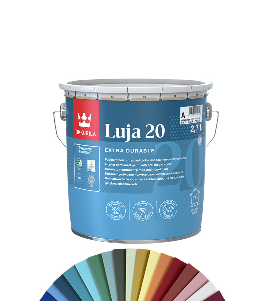 Tikkurila Luja 20 Satin Paint for Kitchens and Bathrooms - 3L - Tinted Colour Match