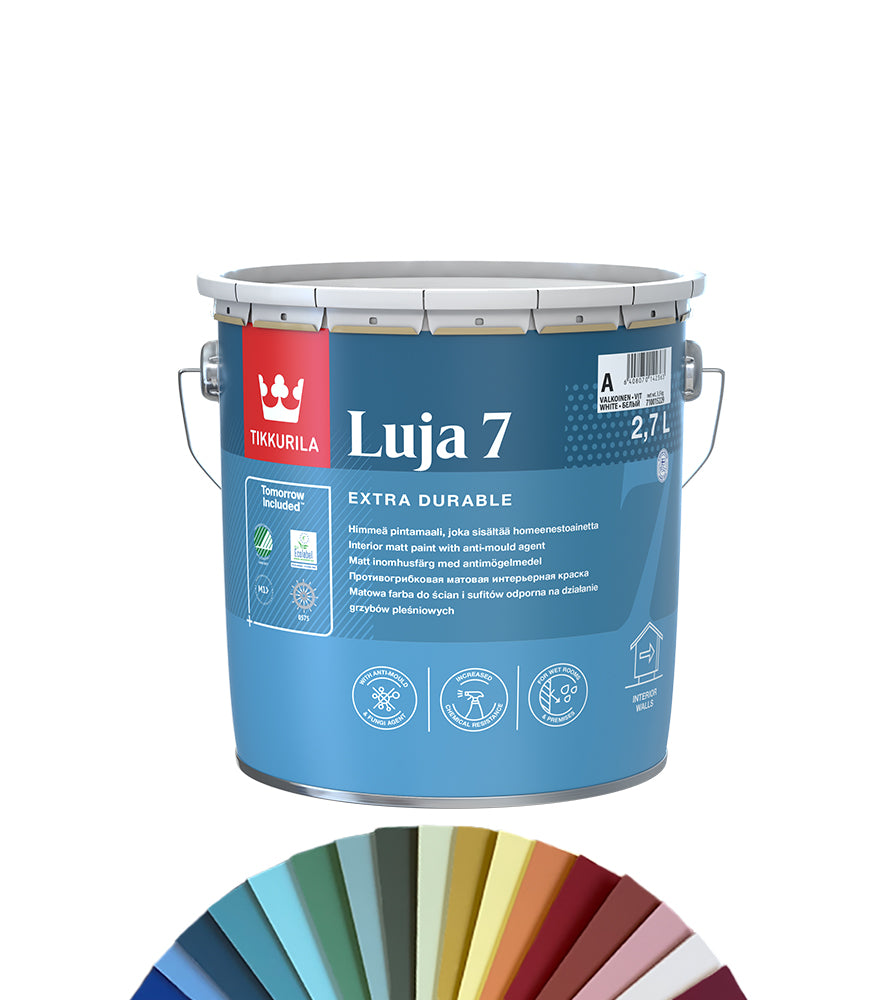 Tikkurila Luja 7 Matt Paint for Kitchens and Bathrooms - 3L - Tinted Colour Match
