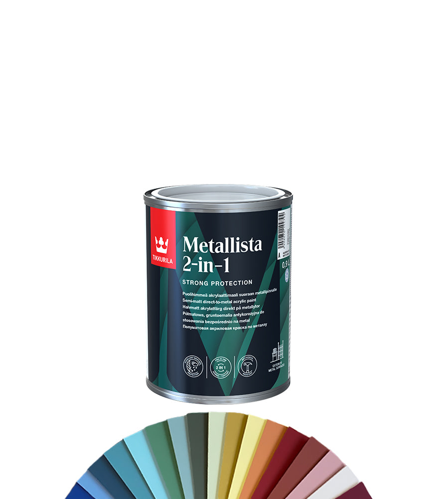 Tikkurila Metallista 2-in-1 Water-Borne Semi-Matt Acrylic Paint - 1L - Tinted Colour Match