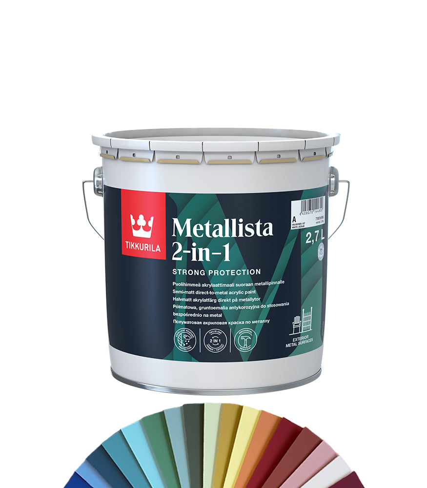 Tikkurila Metallista 2-in-1 Water-Borne Semi-Matt Acrylic Paint - 3L - Tinted Colour Match