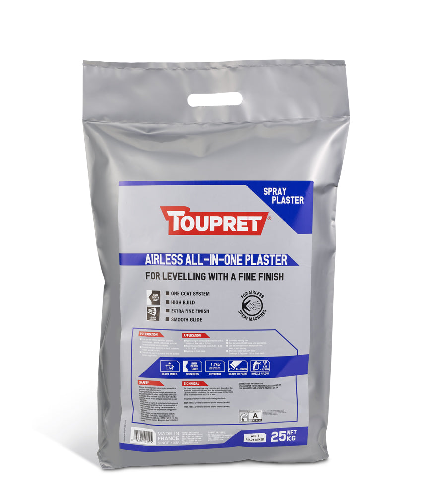40 x Toupret Airless All-In-One Plaster 25Kg Bags - Full Pallet